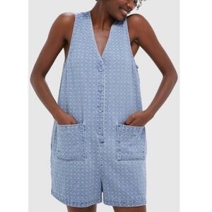 New Tuckernuck Myla Denim Dot Romper